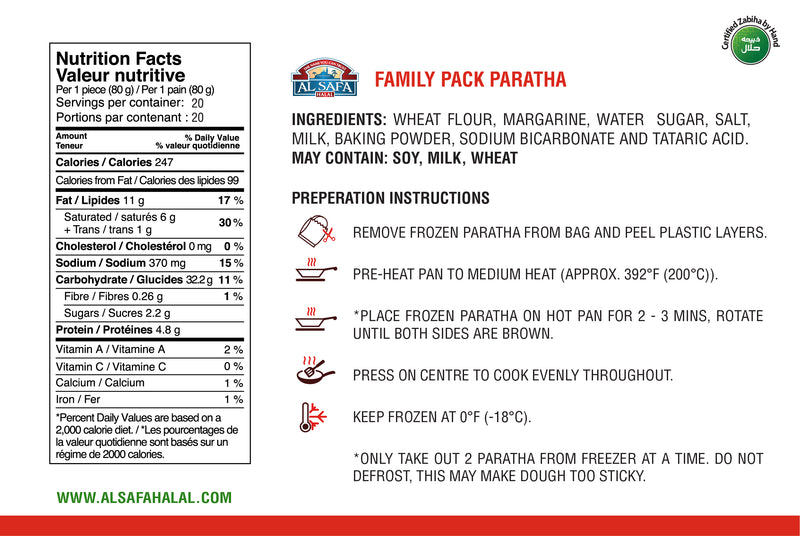 Family Pack Paratha (20pc) | shop-al-safa-foods