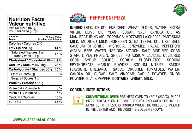 Pepperoni Pizza (12") | shop-al-safa-foods